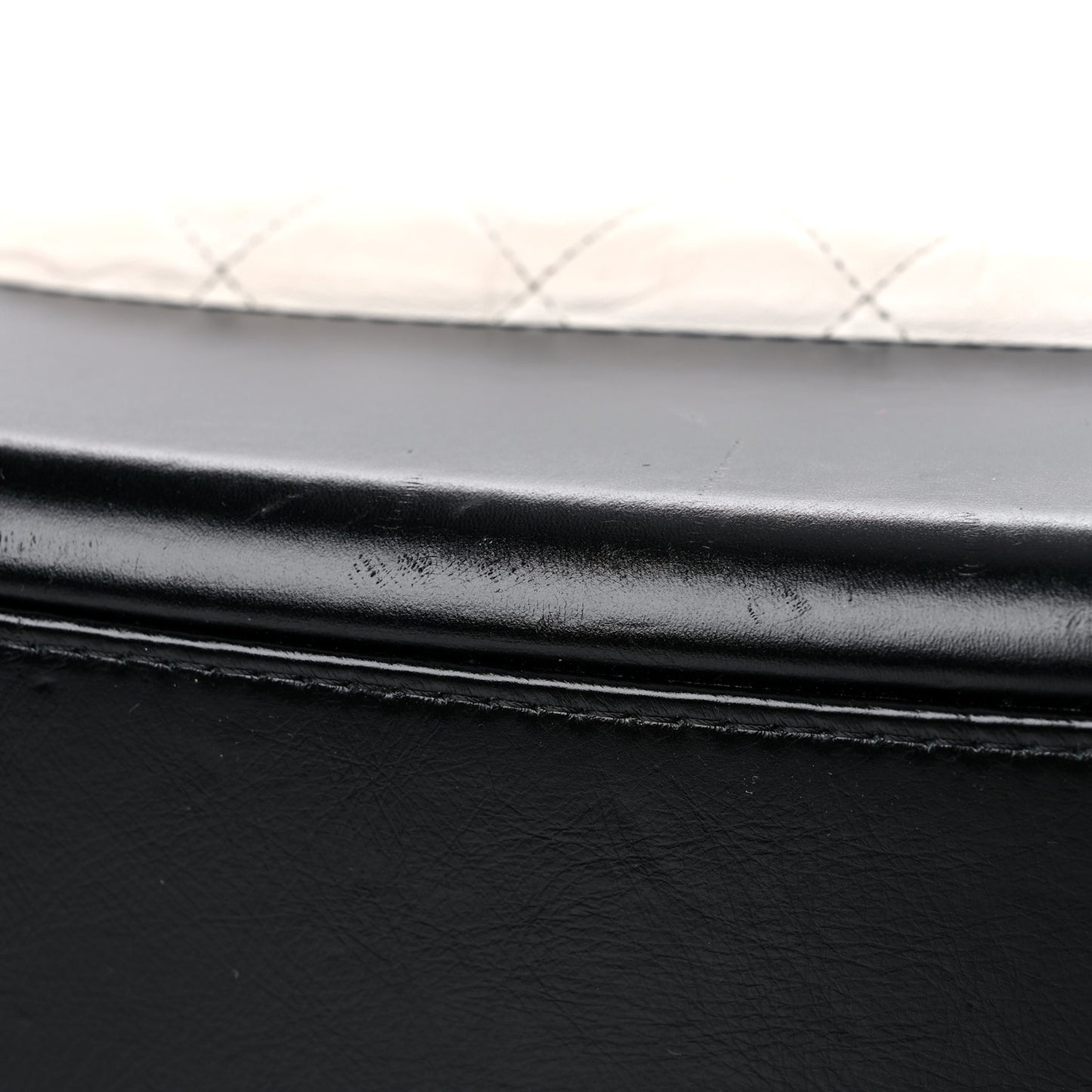 Aged Calfskin Quilted Large Gabrielle Hobo White Black