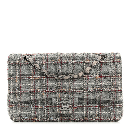 Chanel Tweed Quilted Medium Double Flap Grey Multicolor 1 of 13