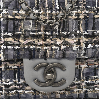 Chanel Tweed Quilted Mini Side Pearl Flap Bag Grey 8 of 10