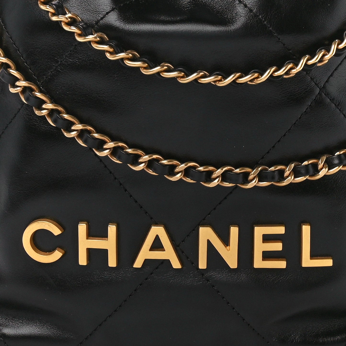Shiny Calfskin Quilted Mini Chanel 22 Black