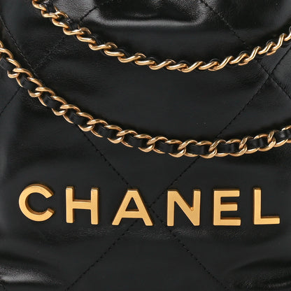 Chanel Shiny Calfskin Quilted Mini Chanel 22 Black 9 of 12