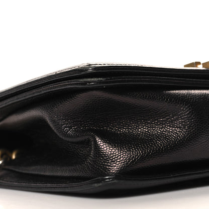 Chanel Metallic Caviar Chevron Quilted Medium Boy Flap Black 9 of 12