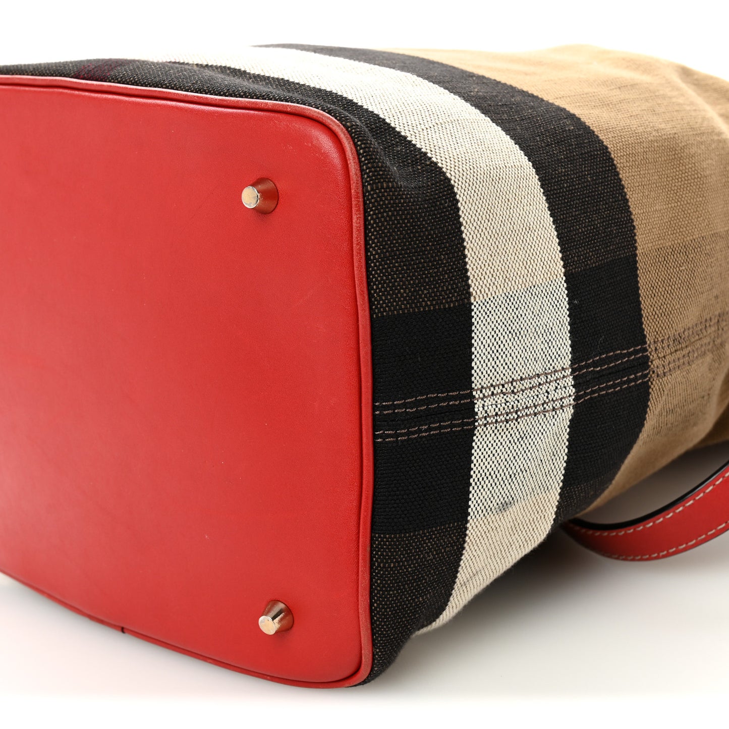 Canvas Mega Check Medium Ashby Bucket Bag Red
