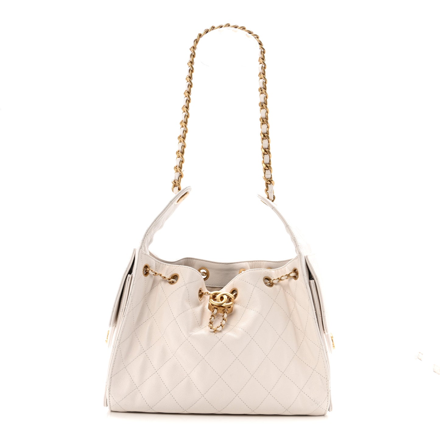 Caviar Quilted Small Chanel 25 Handbag White