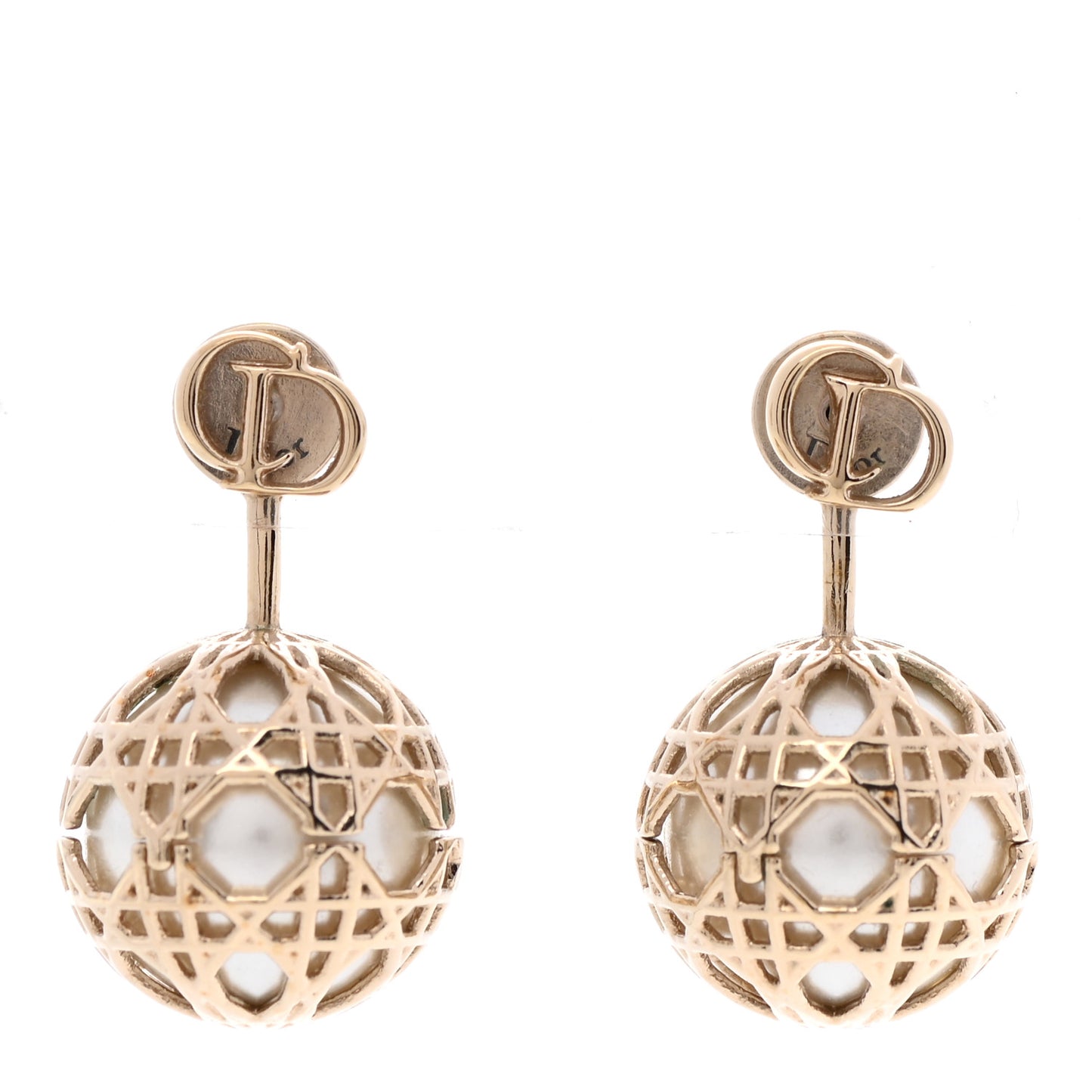 Pearl Secret Cannage Mise En Dior Tribales Earrings Gold