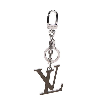 Louis Vuitton Metal Palladiium Finish Lacquer LV Initiales Bag Charm Key Holder Silver Brown 1 of 3