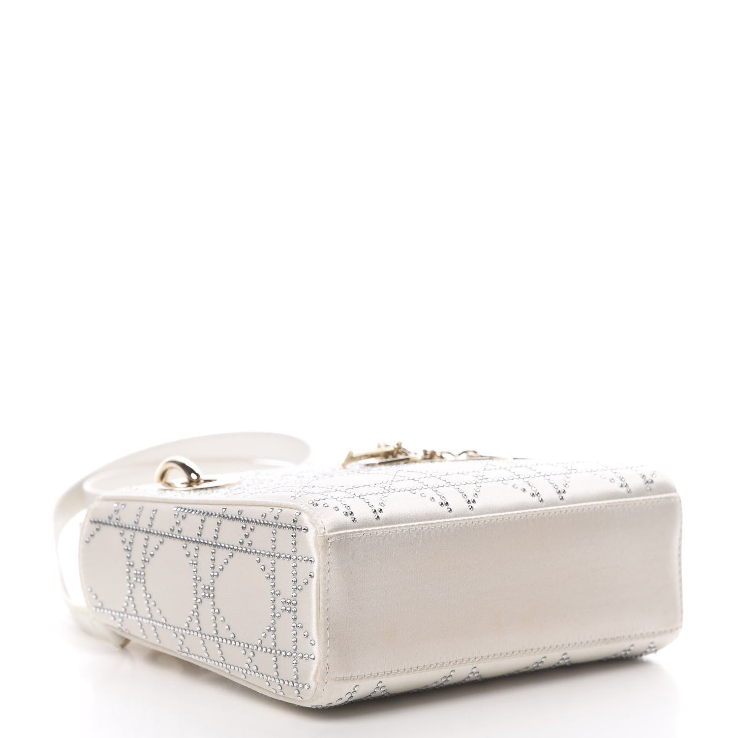 Christian Dior Satin Crystal Cannage Mini Lady Dior White 4 of 13