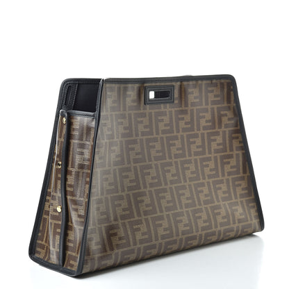 Fendi Glazed Fabric Vitello Century FF 1974 Stamp Patch Medium Peekaboo Defender Cover Mogano Panna Black 3 of 8