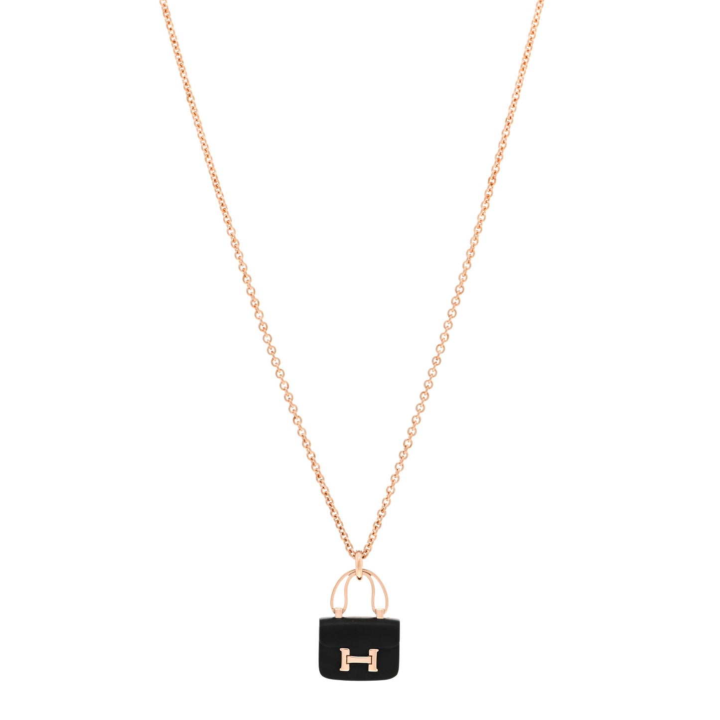 18K Rose Gold Black Jade Constance Amulettes Pendant Necklace