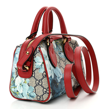 Gucci GG Supreme Monogram Blooms Mini Boston Navy Blue Hibiscus 3 of 13