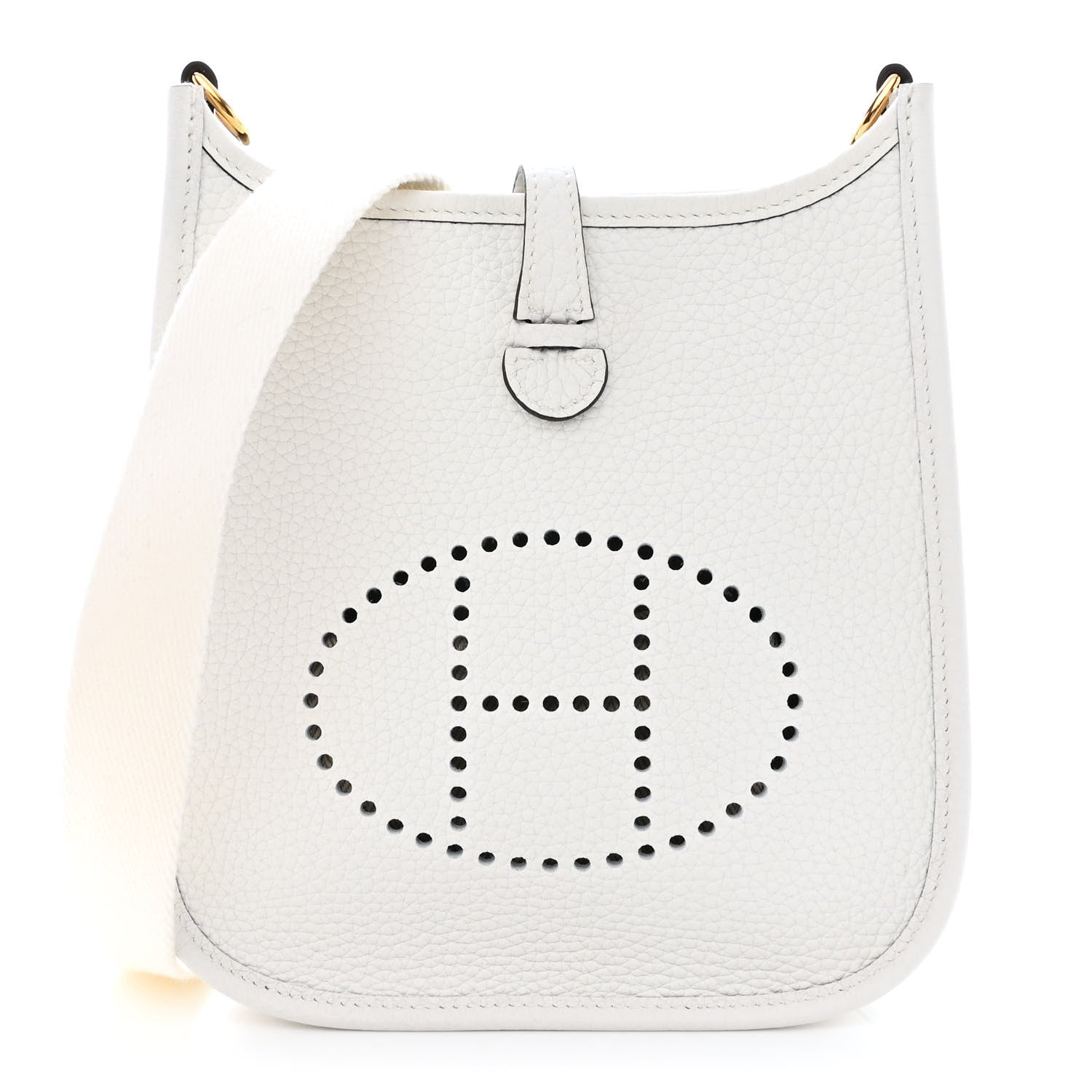 HERMES Taurillon Clemence Amazone Evelyne TPM in the color New White by FASHIONPHILE