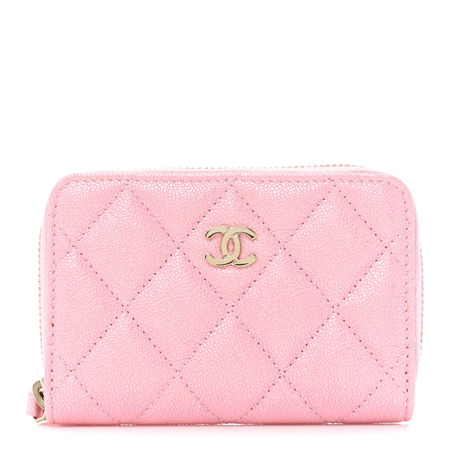 Chanel Iridescent Caviar Quilted Zip Coin Purse Pink 1 of 11