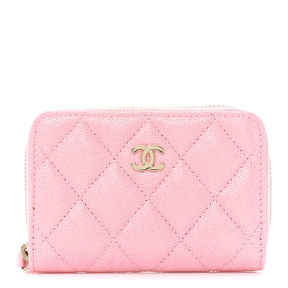 Chanel Iridescent Caviar Quilted Zip Coin Purse Pink 1 of 11