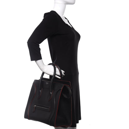 Celine Smooth Calfskin Mini Luggage Black Pink Trim 2 of 9