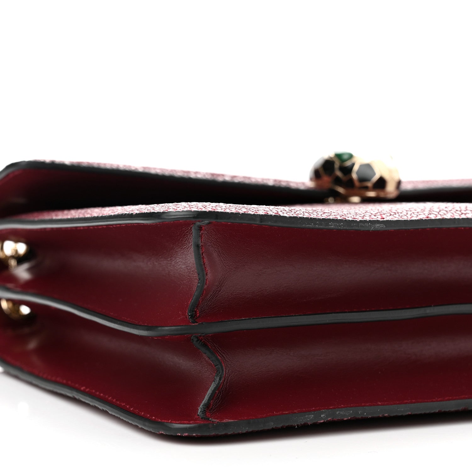 Bulgari Calfskin Galuchat Serpenti Forever Shoulder Bag Plum 8 of 10