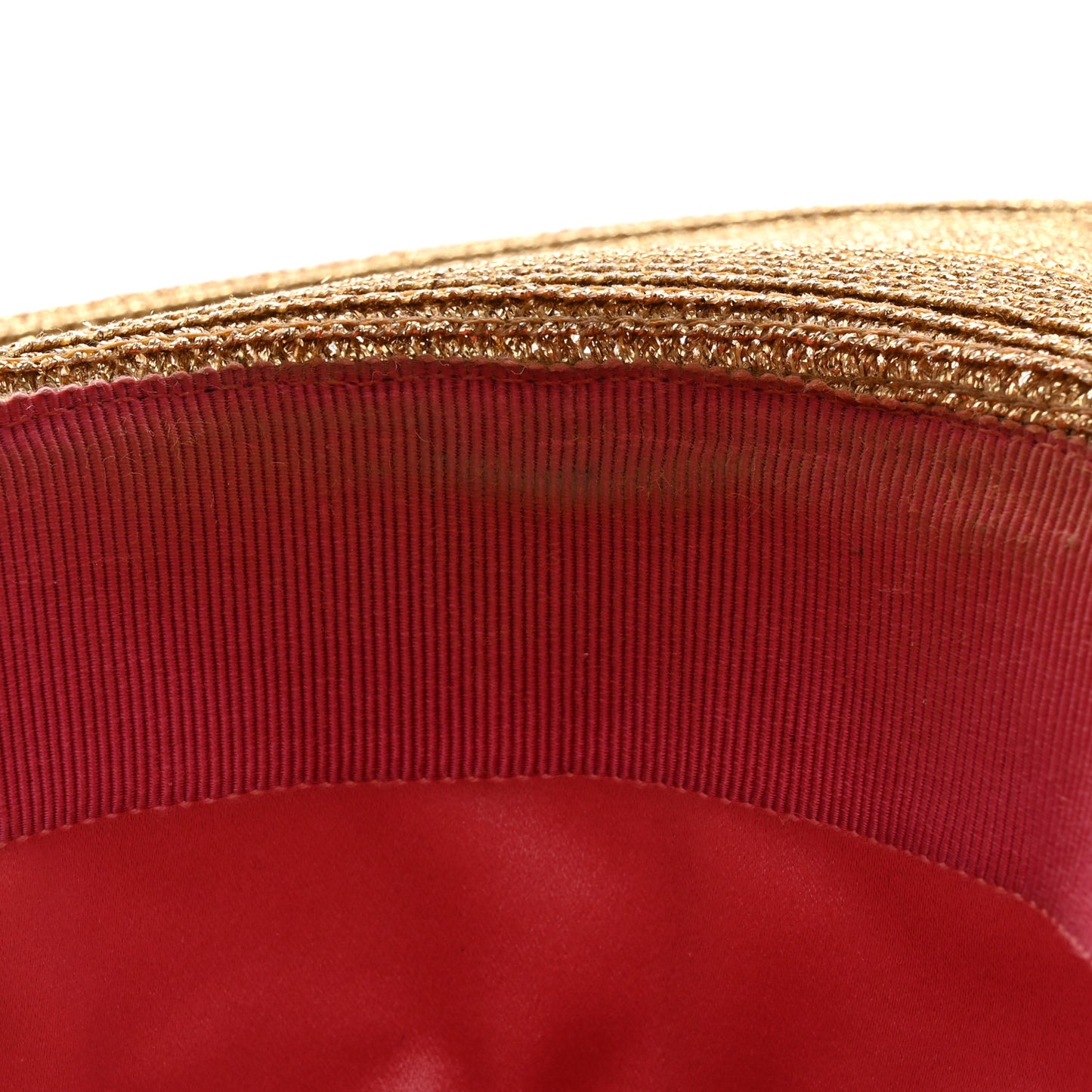 Glittered Straw Grosgrain Wide Brim Hat XS Gold Black