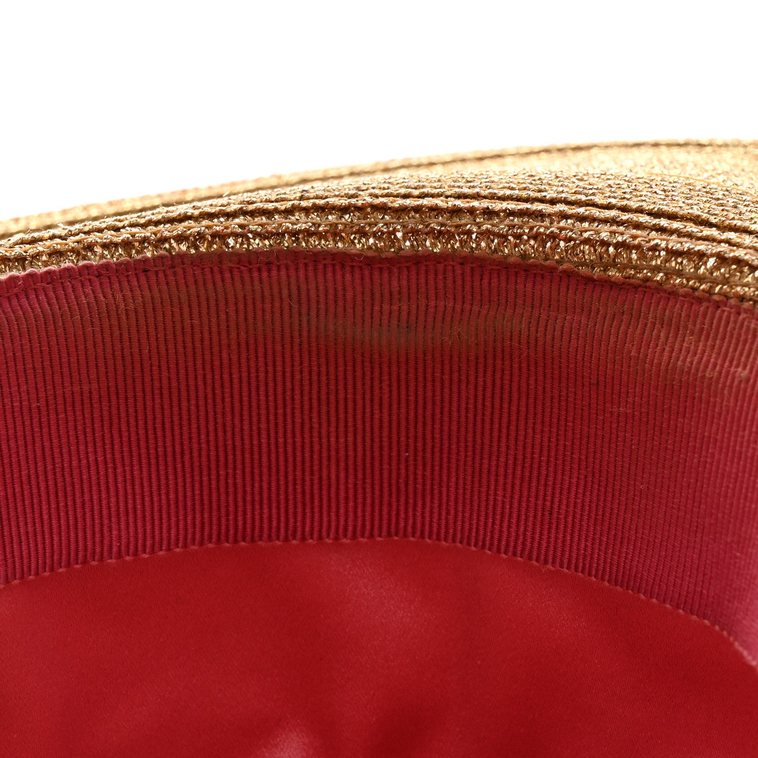 Gucci Glittered Straw Grosgrain Wide Brim Hat XS Gold Black 10 of 11