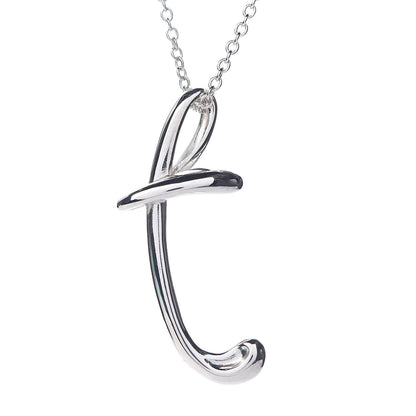 Tiffany Sterling Silver Elsa Peretti Letter "T" Pendant Necklace 4 of 9