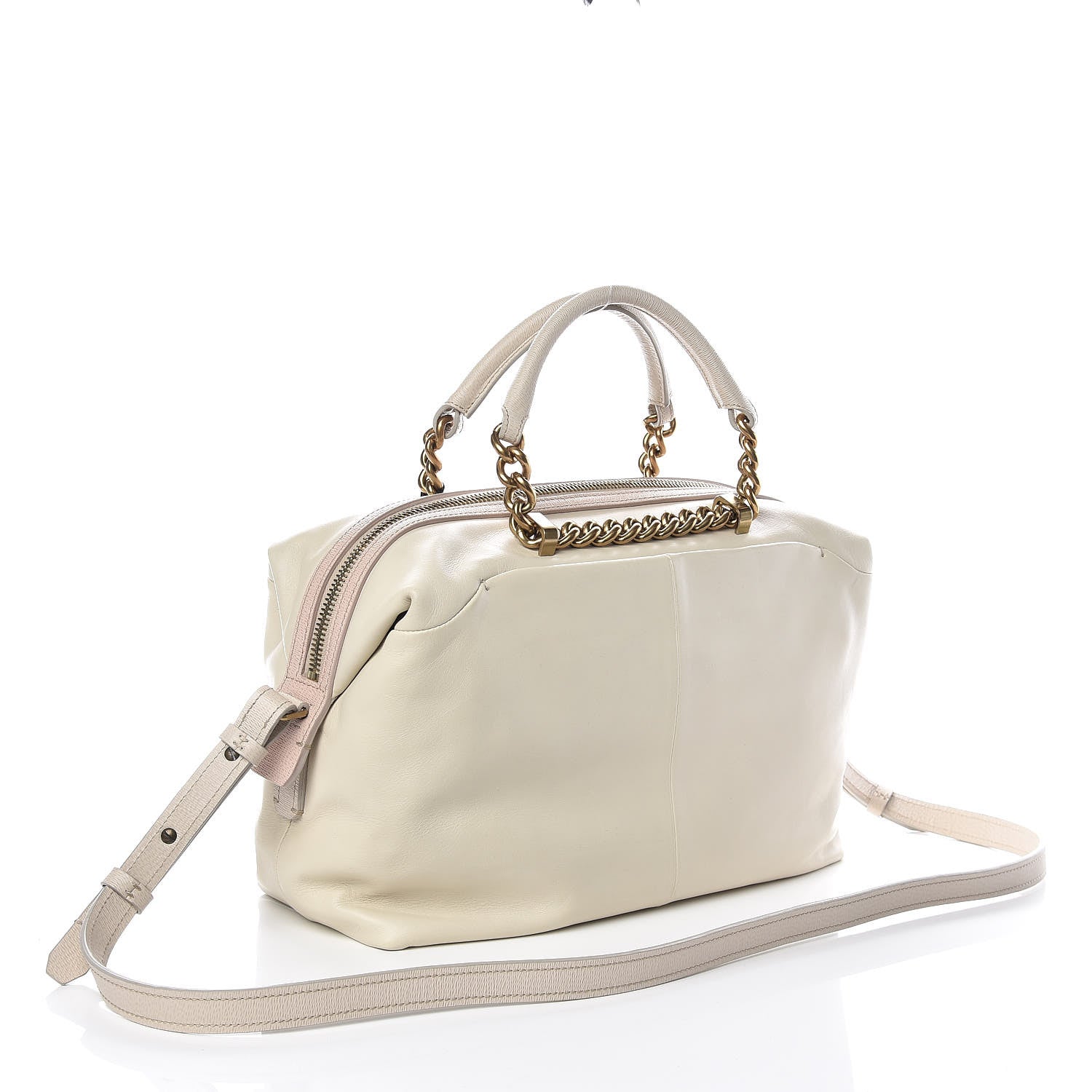 Lanvin Smooth Calfskin Bicolor Padam Bowling Satchel White 4 of 10