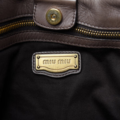 Miu Miu Vitello Lux Gathered Tote Juta 8 of 15