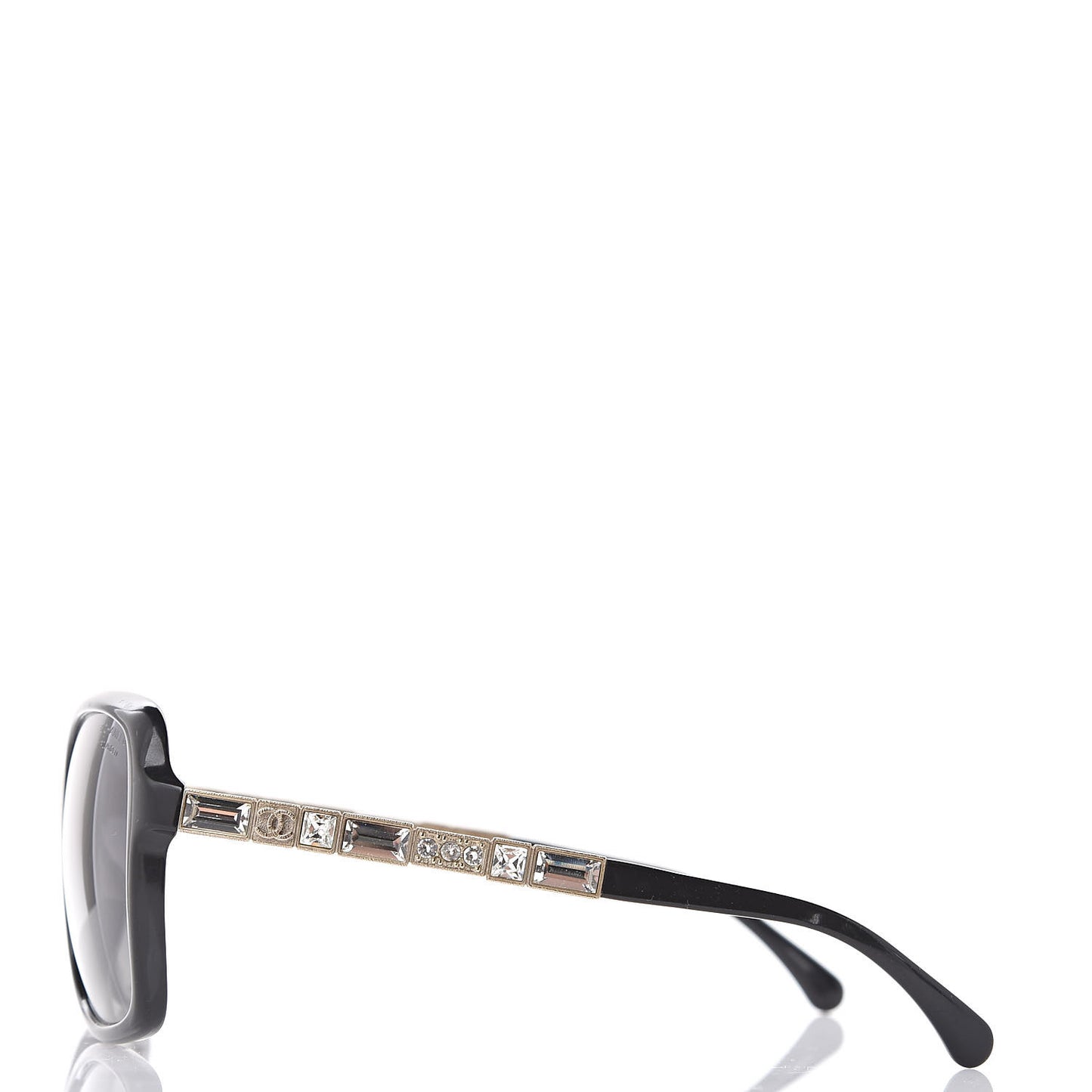 Crystal Baguette Polarized Square Sunglasses 5308-B Black