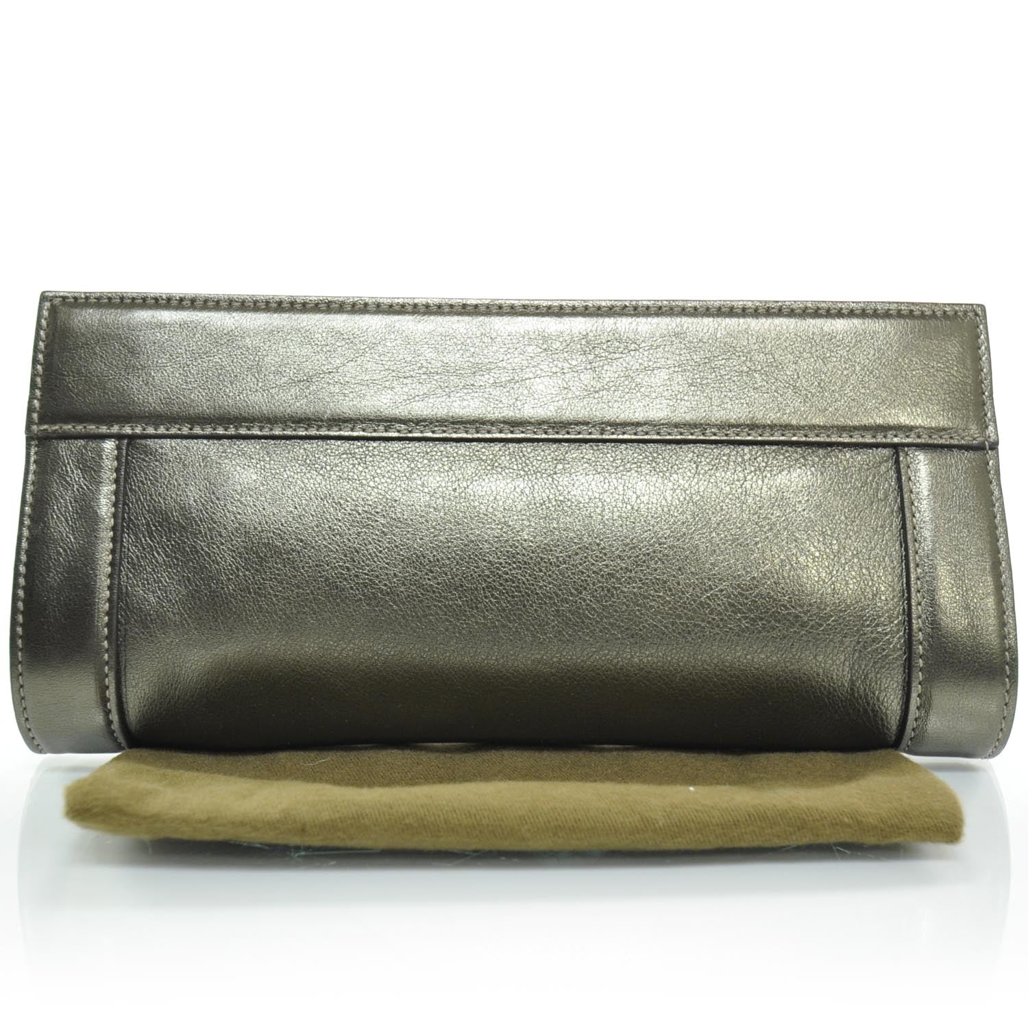 Gucci Leather Britt Clutch Metallic 2 of 8
