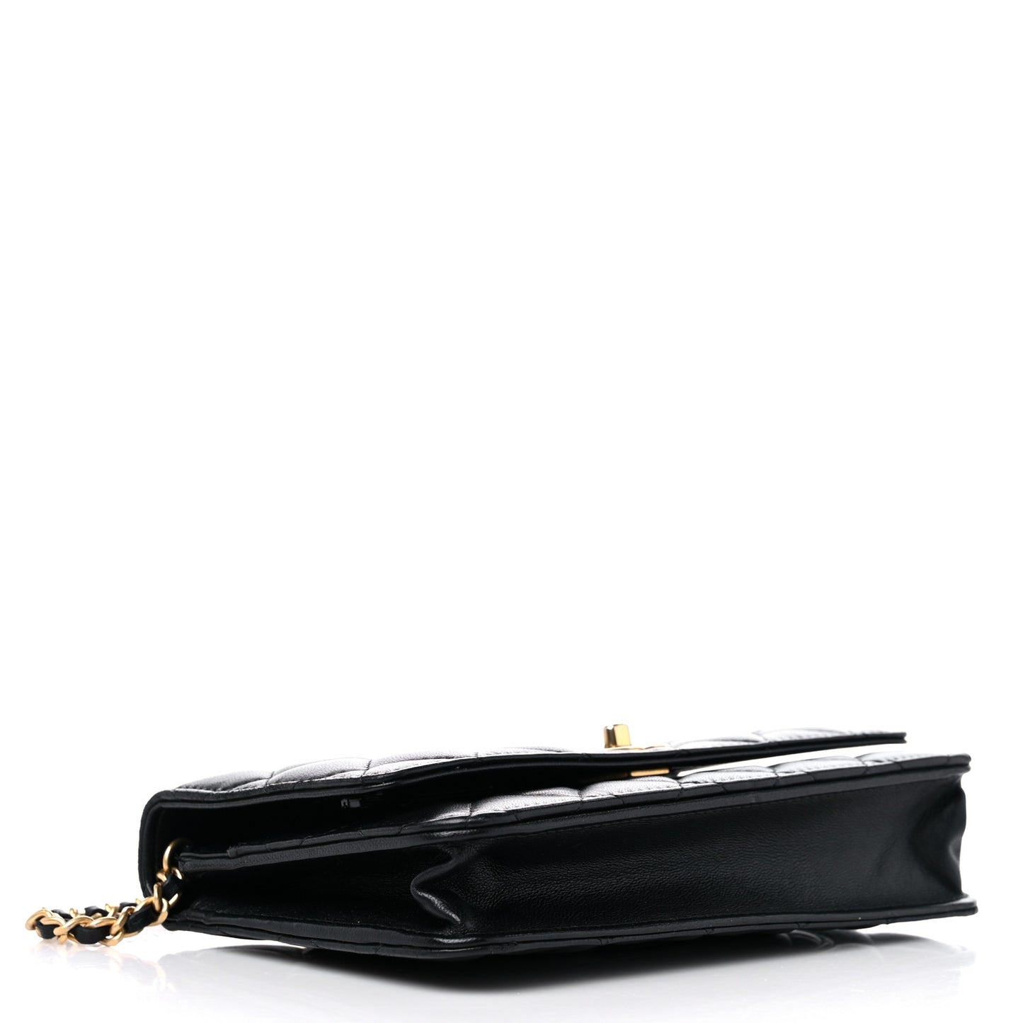 Lambskin Quilted CC Pearl Crush Wallet on Chain WOC Black