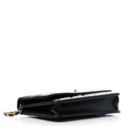 Chanel Lambskin Quilted CC Pearl Crush Wallet on Chain WOC Black 4 of 11