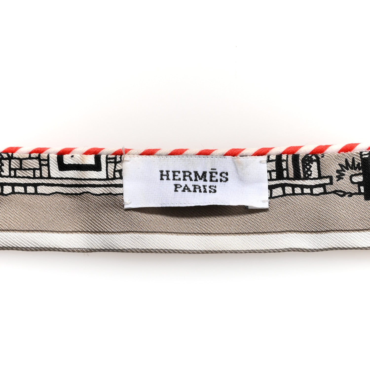 Hermes Silk Candy Doll Hermes-Paris Station Twilly Gris Cendre Orange Black 3 of 3