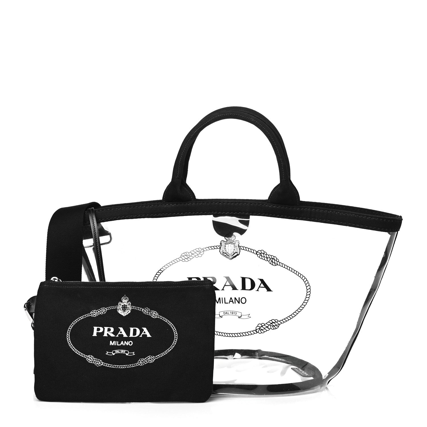 Prada Plexiglass Canapa Small Shopper Tote Black 3 of 9