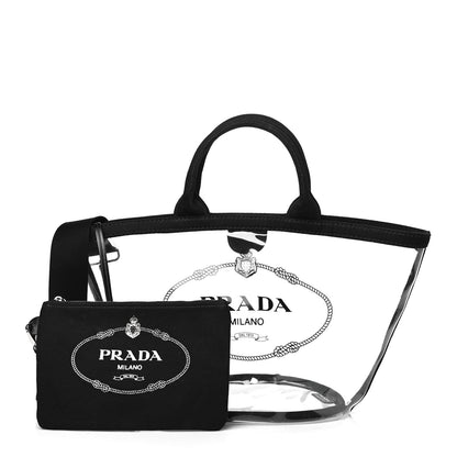 Prada Plexiglass Canapa Small Shopper Tote Black 3 of 9