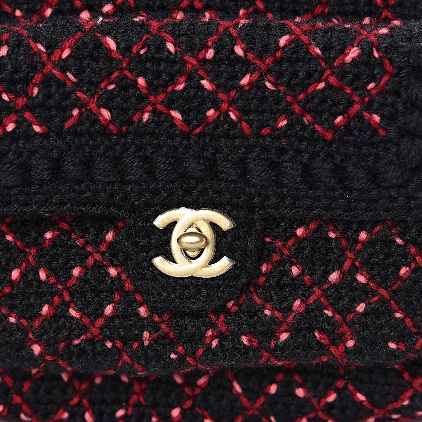 Knit Quilted Backpack Black Burgundy