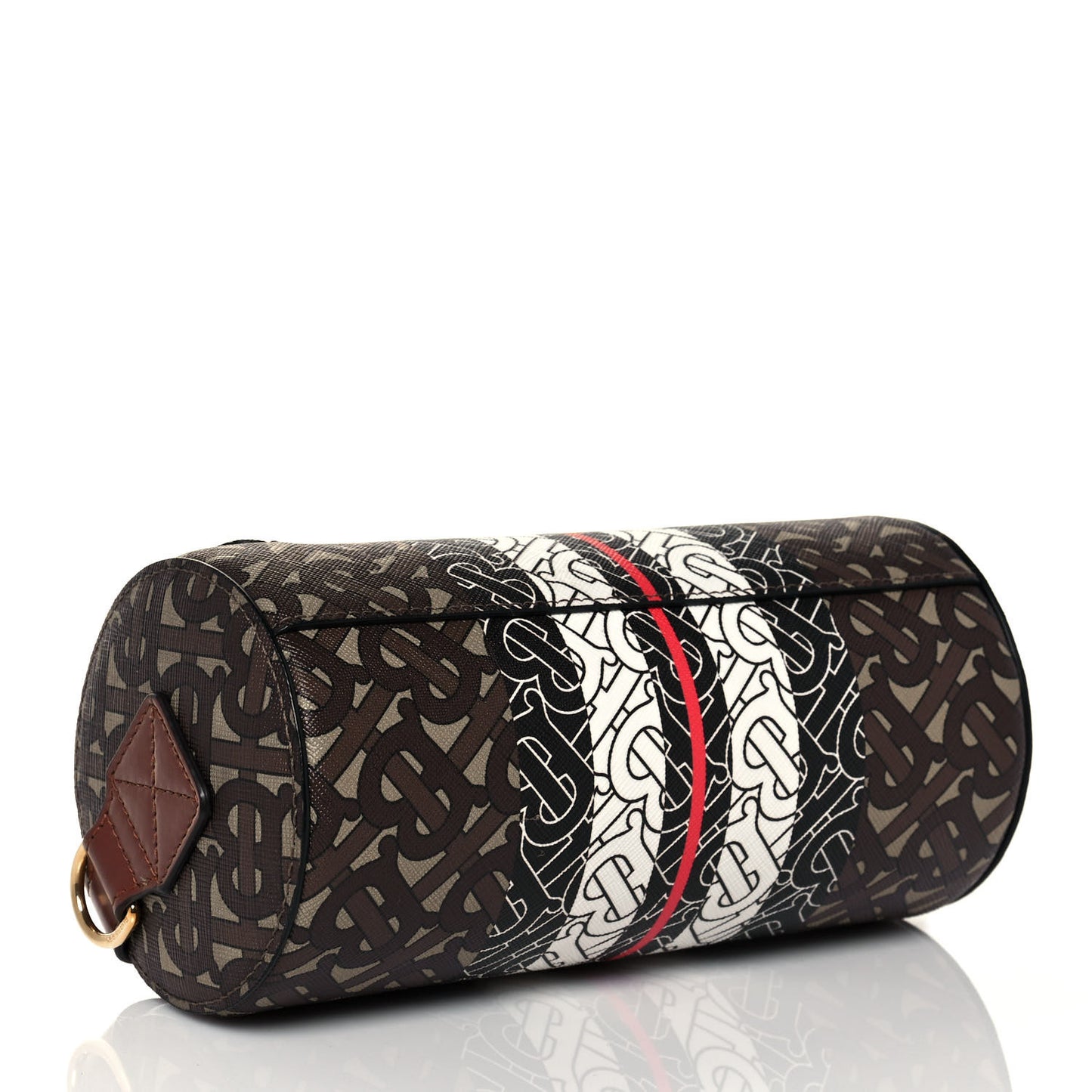 E-Canvas Monogram Stripe The Barrel Bag Bridle Brown