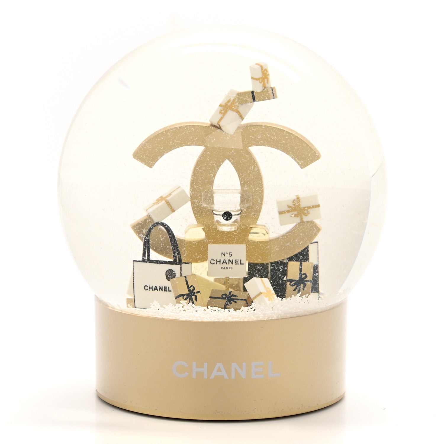 Chanel Glass CC Shopping Bag Snow Globe Gold 1 of 6