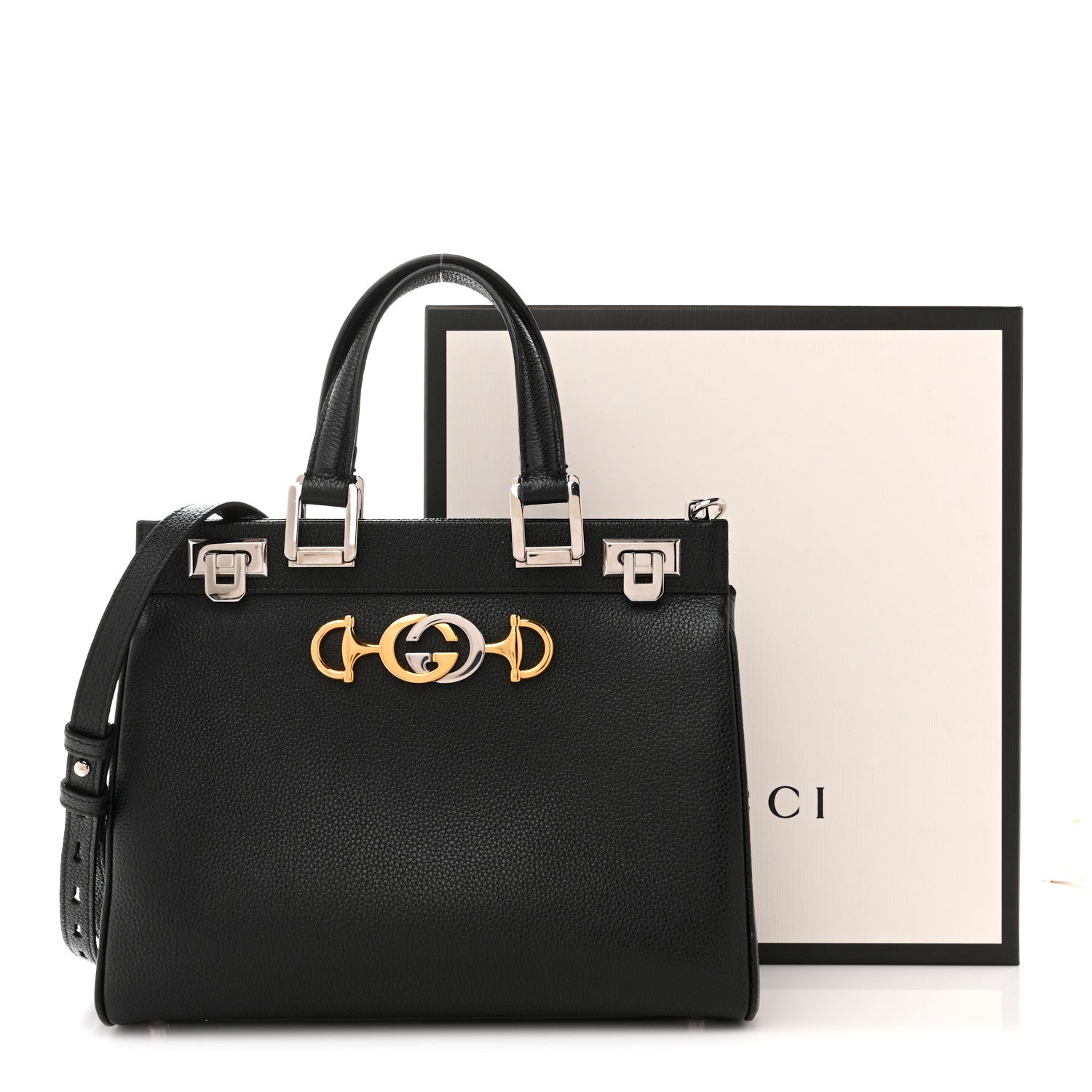 Gucci Grainy Calfskin Small Zumi Top Handle Bag Black 1876689