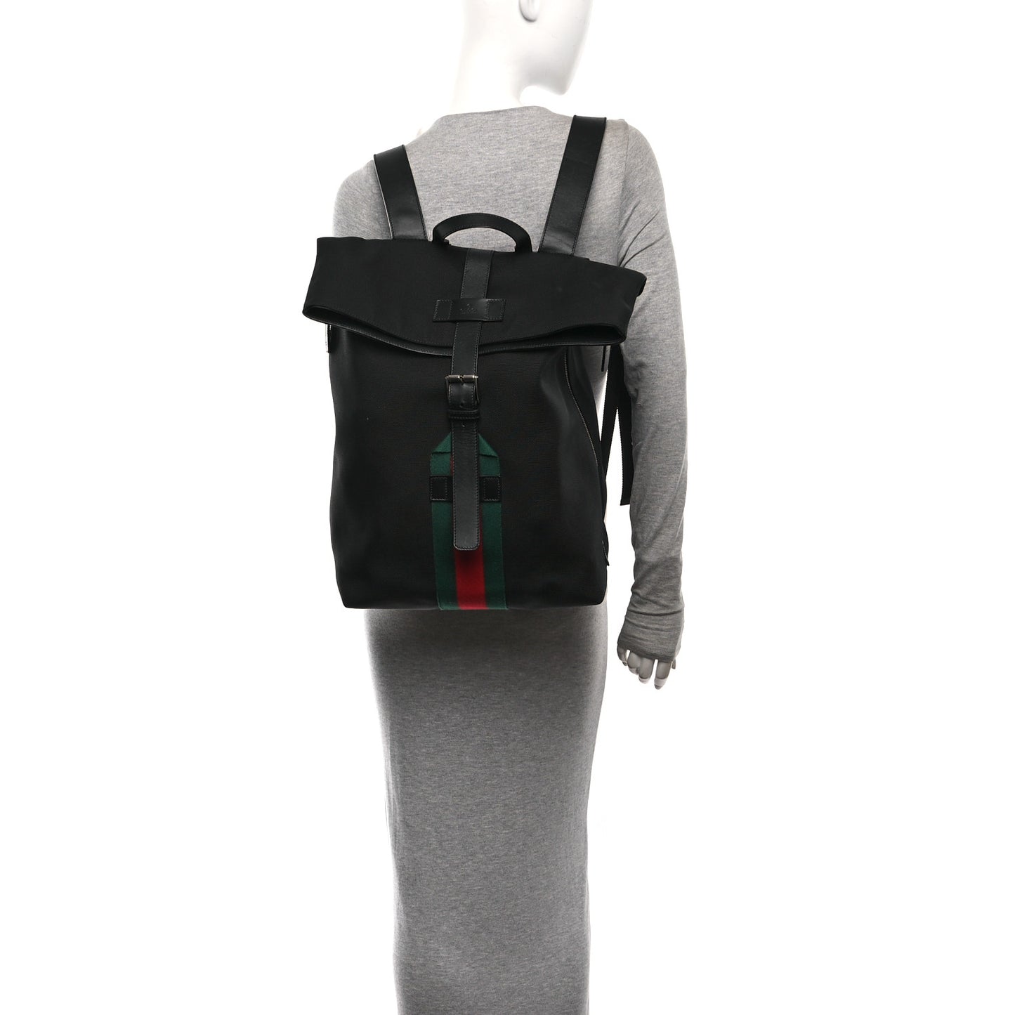 Techno Canvas Web Single Buckle Backpack Black