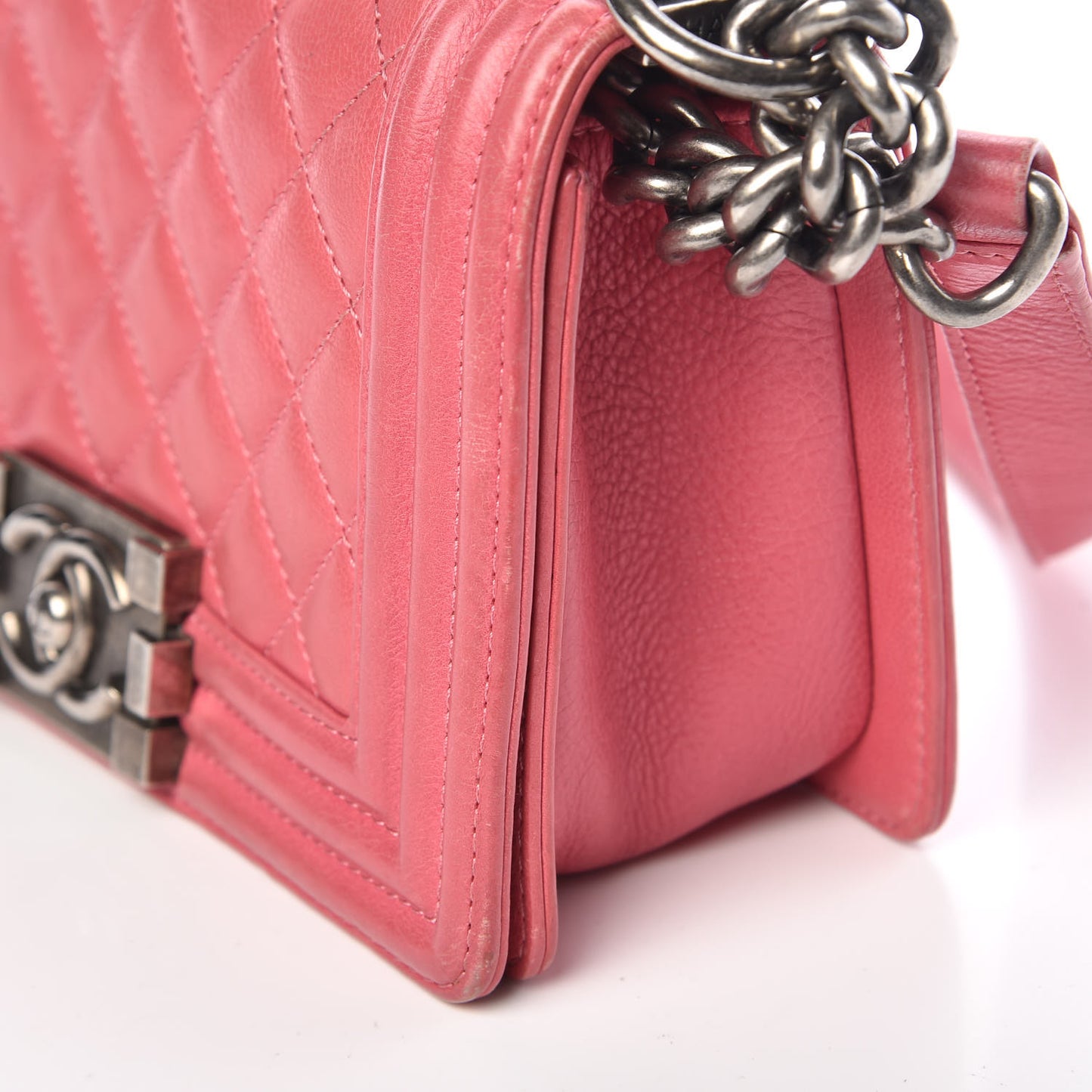 Calfskin Quilted Small Boy Flap Pink