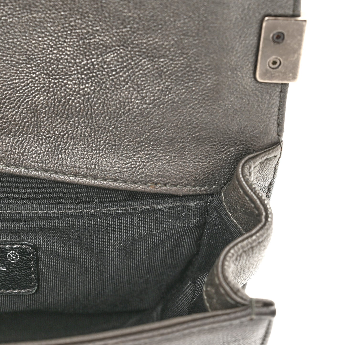 Caviar Quilted Small Chain Mail Boy Flap Grey
