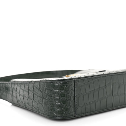 Saint Laurent Calfskin Crocodile Embossed LE 5 A 7 Hobo New Vert Fonce 8 of 9