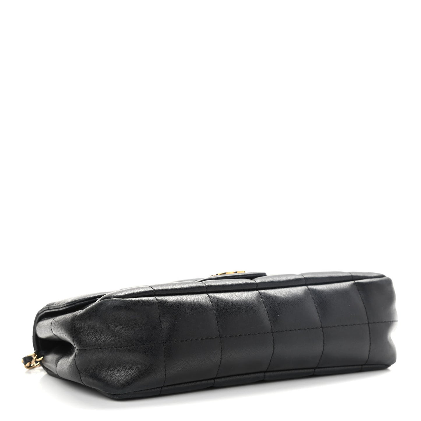 Lambskin Quilted Mini Chocolate Bar Camellia Flap Black