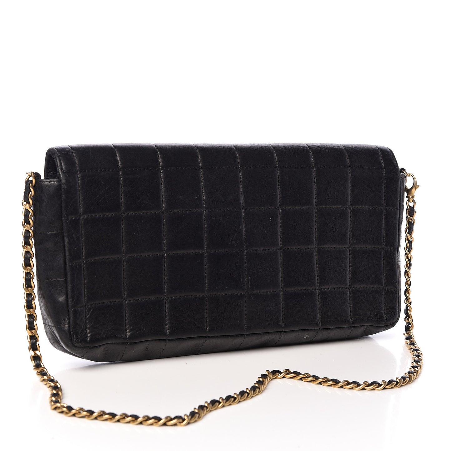 Lambskin East West Chocolate Bar Flap Black