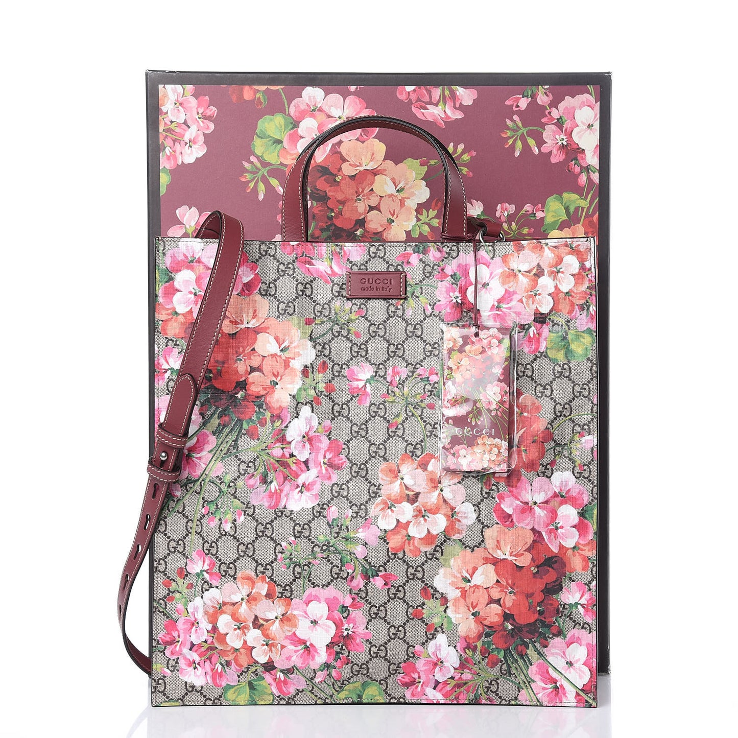 Soft GG Supreme Monogram Blooms Vertical Tote Beige Multicolor Dry Rose