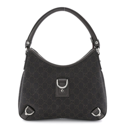Gucci Denim Monogram Abbey D Ring Hobo Brown 1 of 21