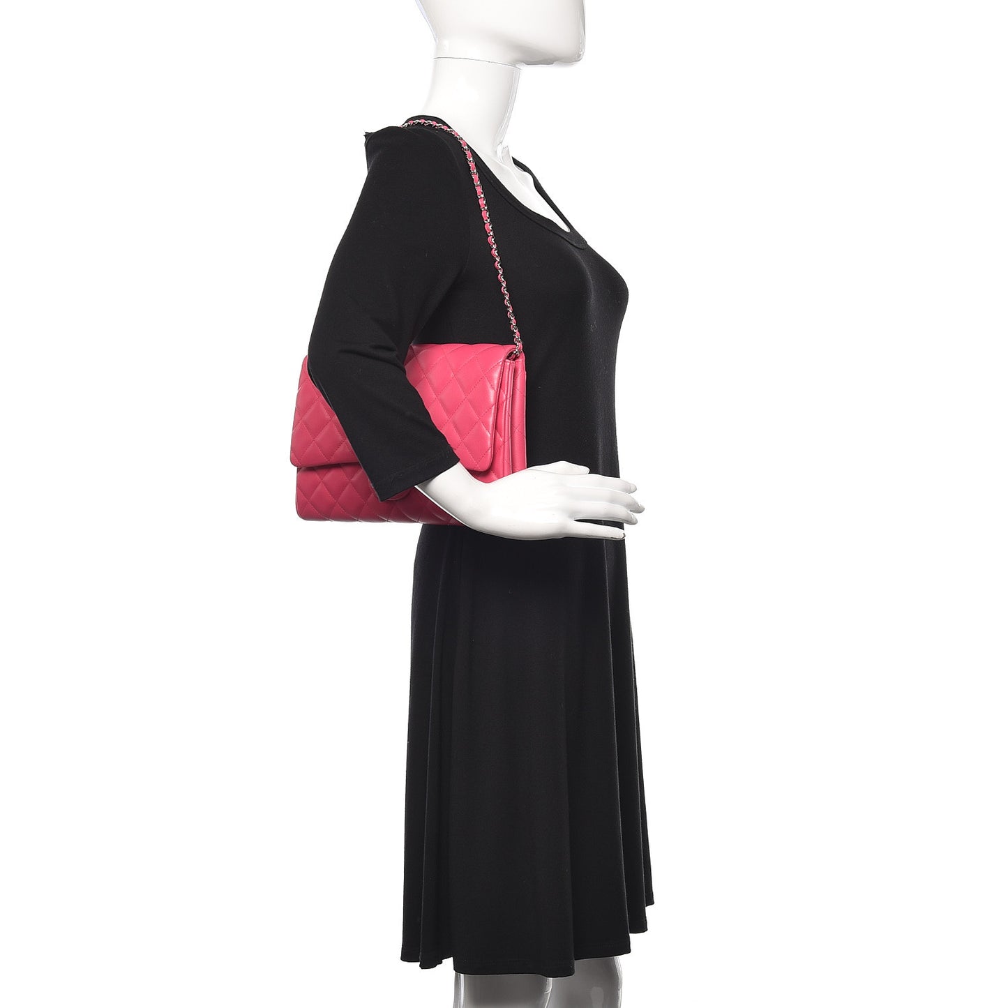 Lambskin Quilted Clutch With Chain Flap Pink