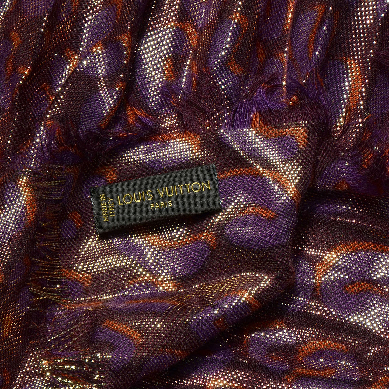 Louis Vuitton Cashmere Silk Leopard Etole Stole Disco Prune 6 of 7