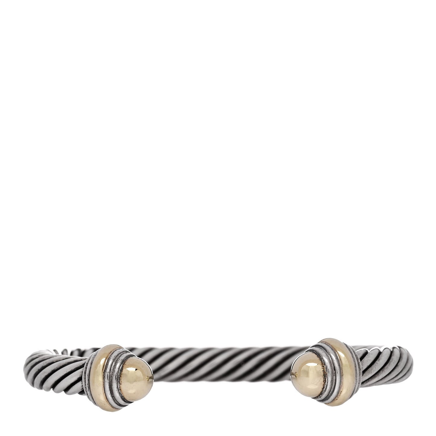 Sterling Silver 14K Yellow Gold 7mm Cable Classics Dome Bracelet