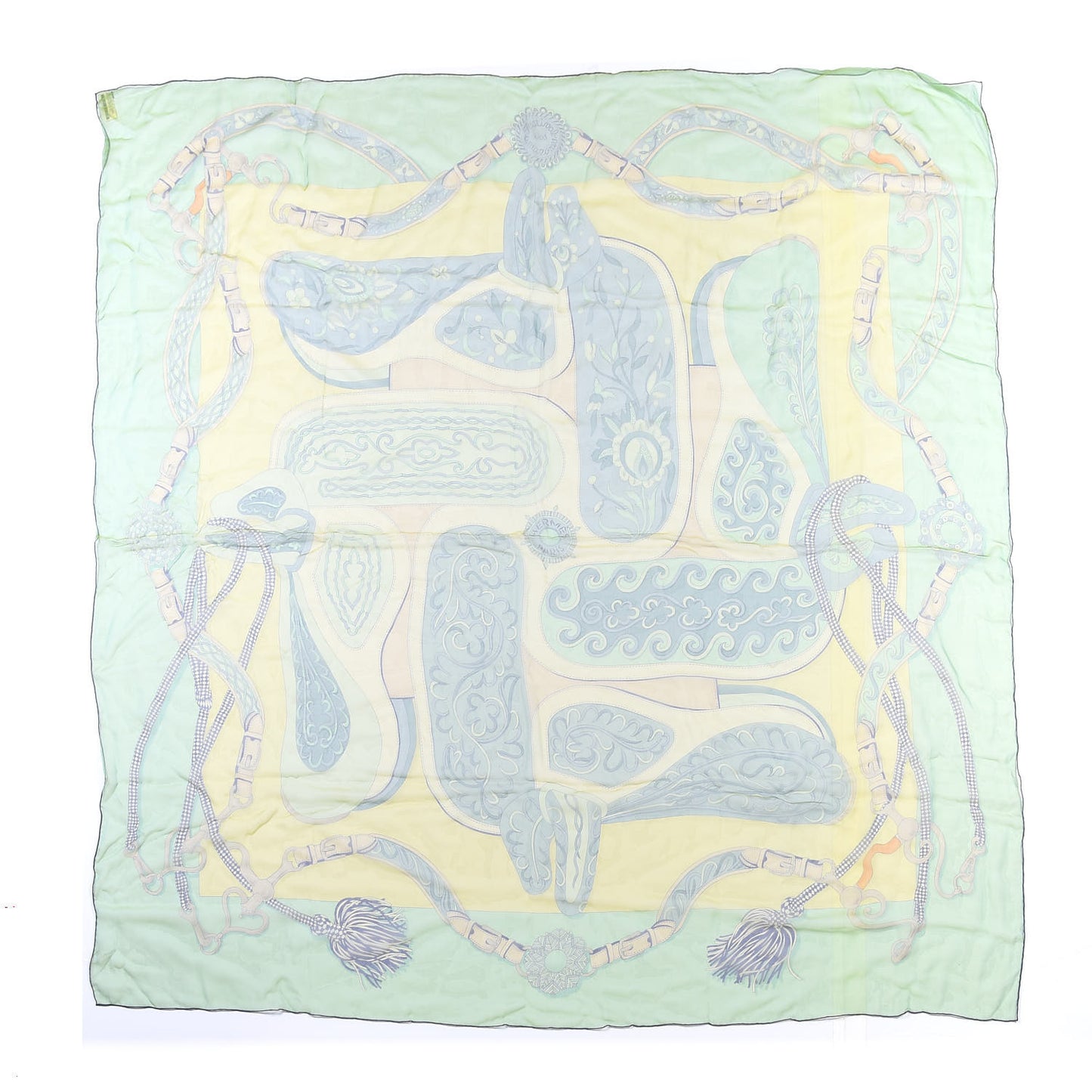 Silk Mousseline Festival Des Amazones Shawl 140 Vert Jaune Vert De Gris