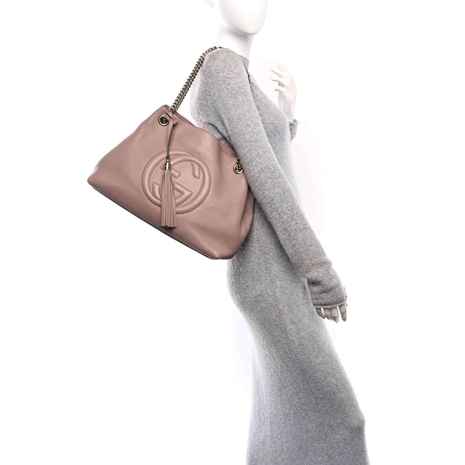 Gucci Pebbled Calfskin Medium Soho Chain Shoulder Bag Dark Cipria 2 of 10