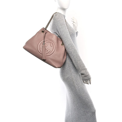Gucci Pebbled Calfskin Medium Soho Chain Shoulder Bag Dark Cipria 2 of 10