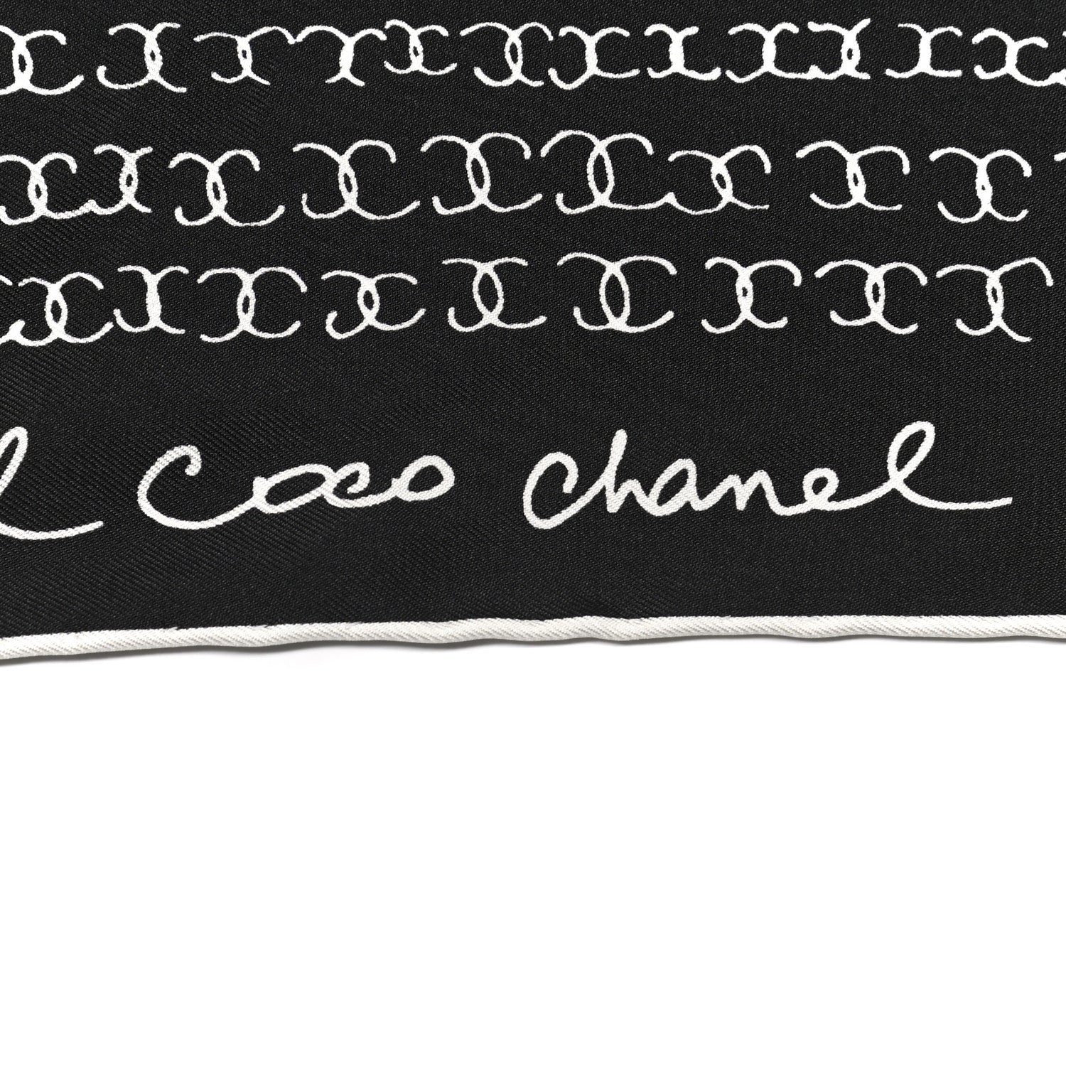 Chanel Silk CC Twilly Hair Tie Black White 5 of 6